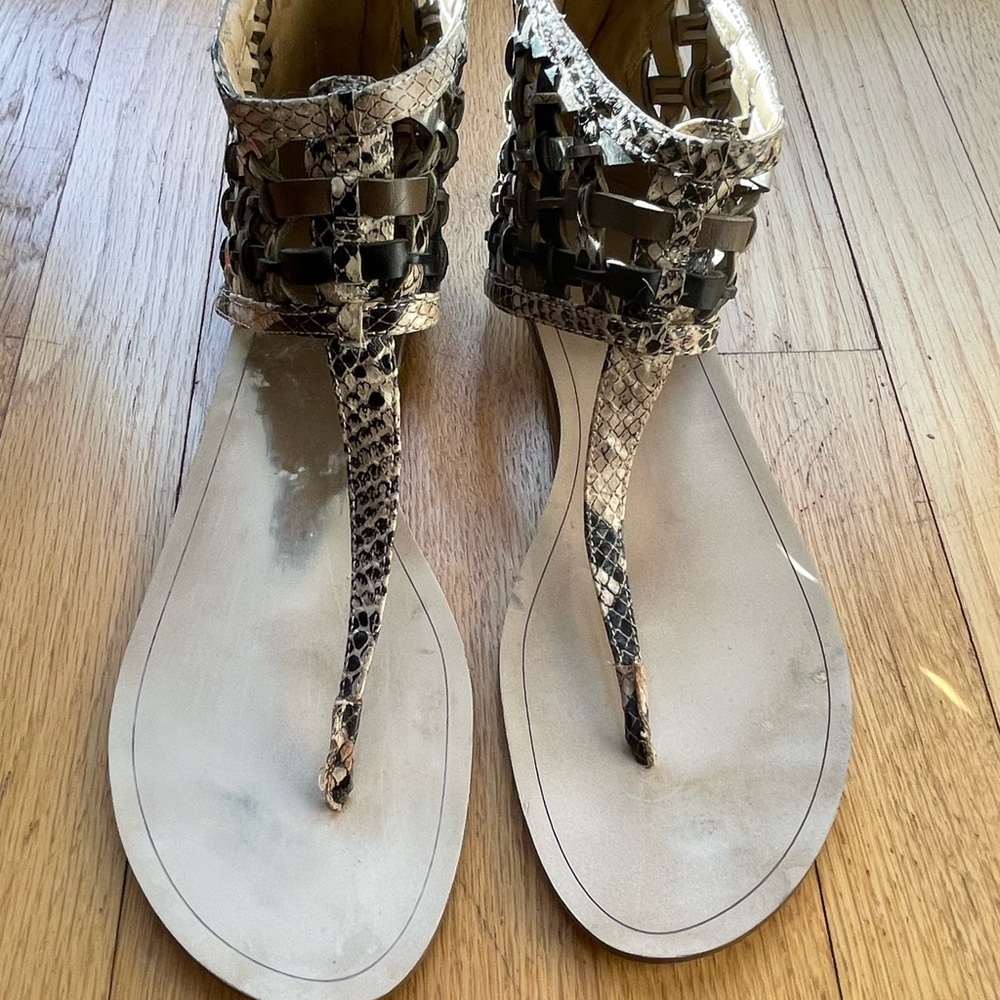 BCBG Snakeskin Gladiator Sandals Size 8.5
